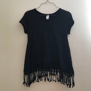 Black fringed top